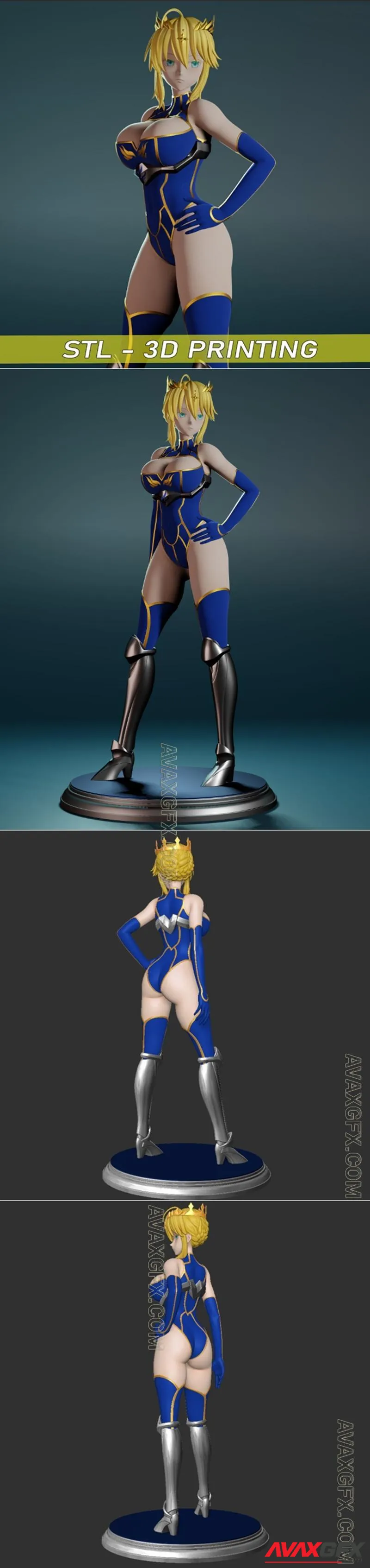 Artoria Pendragon Hair Short - Fate Grand Order - STL 3D Model