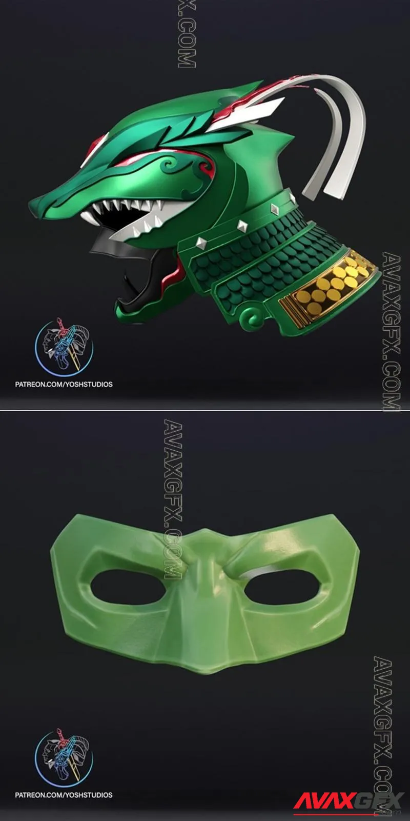 Sengoku Green Ranger and Injustice Green Lantern Mask - STL 3D Model