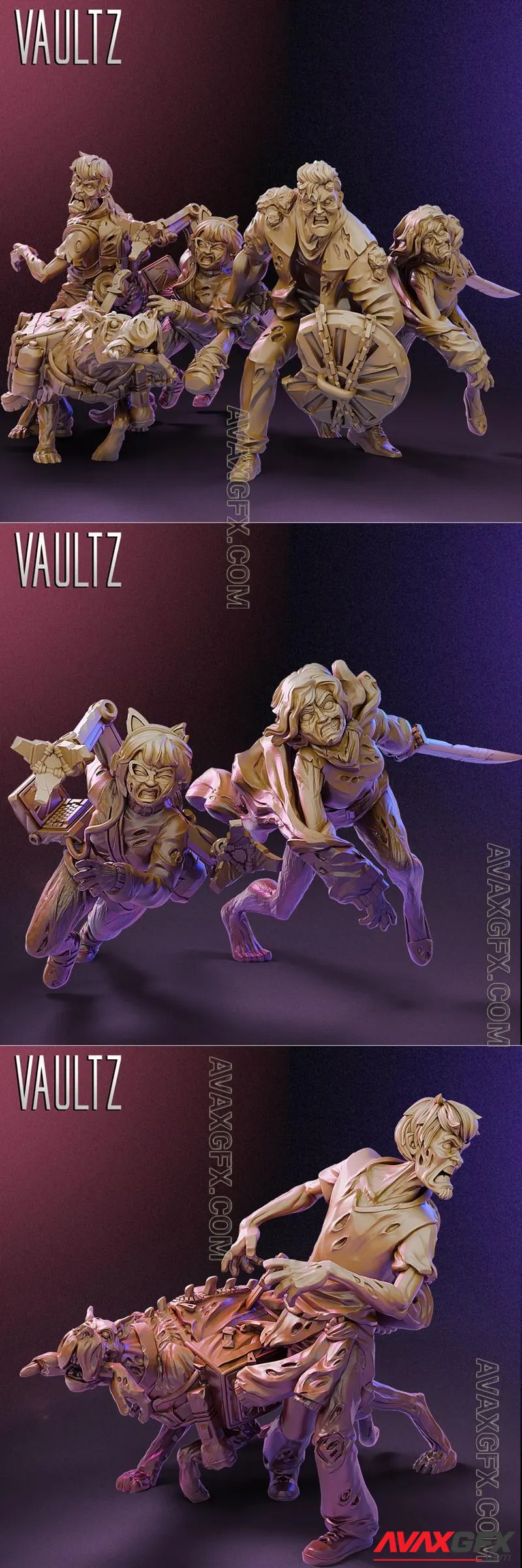 Vaultz Miniatures - Teen Gang ZOMBIES - STL 3D Model