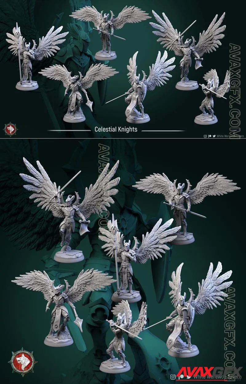 Celestial Knights set 6 miniatures - STL 3D Model