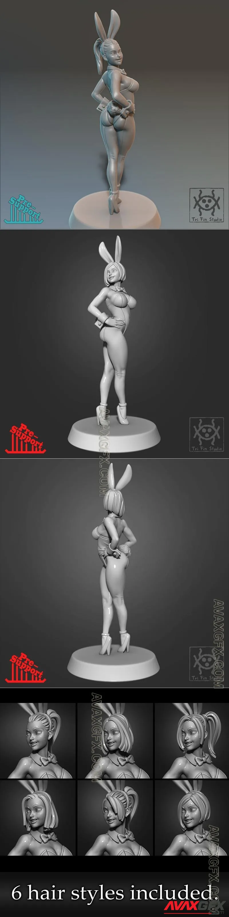 Tri Fin Studio - Pin up - Bunny girl - STL 3D Model