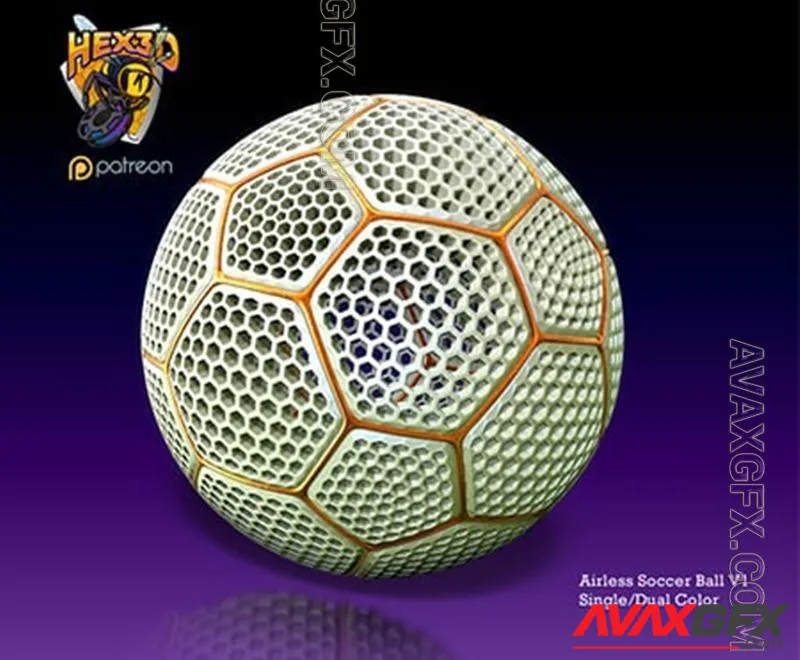 Hex3D - Airless Soccer Ball - STL 3D Model