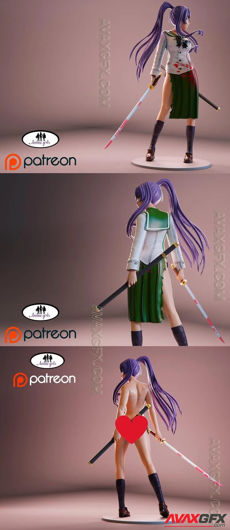 Anime Girls - Saeko - STL 3D Model