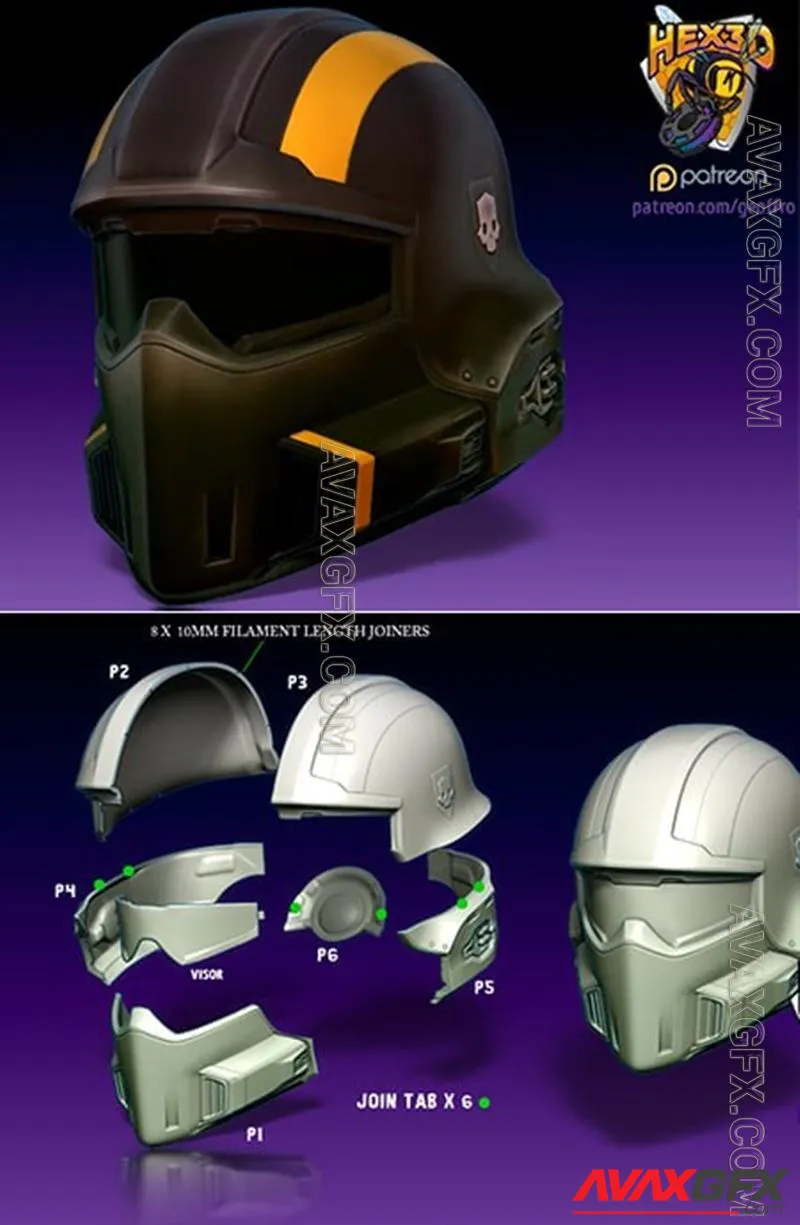 Hex3D - HDivers 2 B-01 Tac Helmet V1 - STL 3D Model