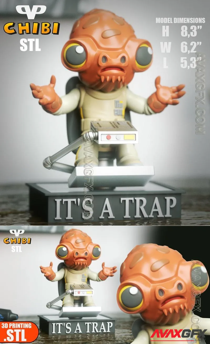 Admiral Ackbar Chibi - STL 3D Model