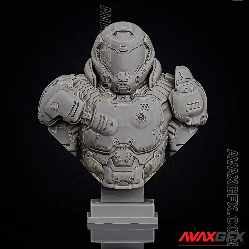 Doomguy bust - STL 3D Model