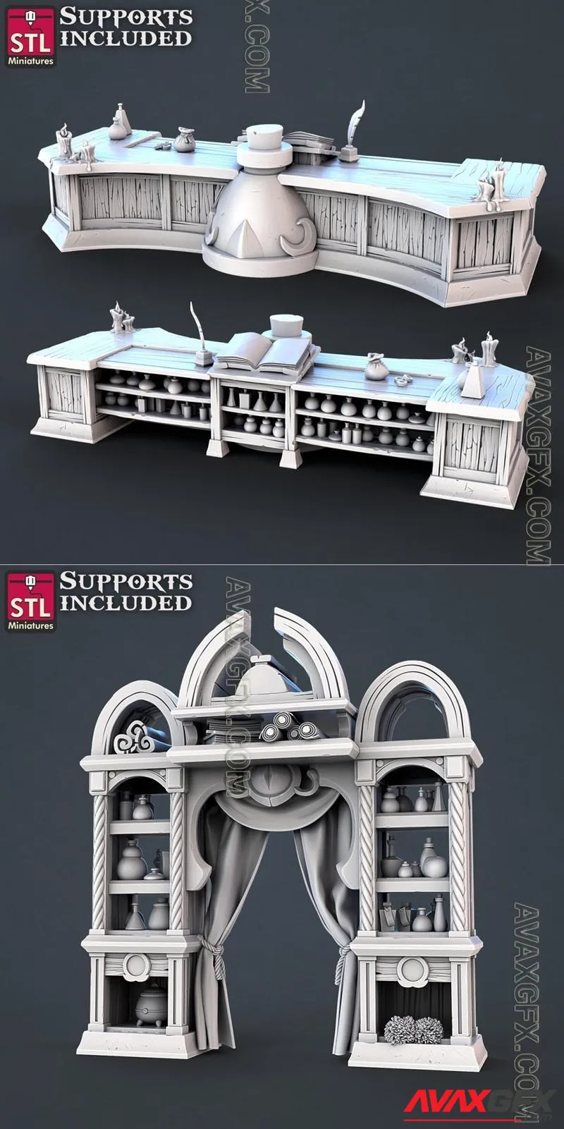 Toxic Vendor Counter and Toxic Vendor Cabinet - STL 3D Model