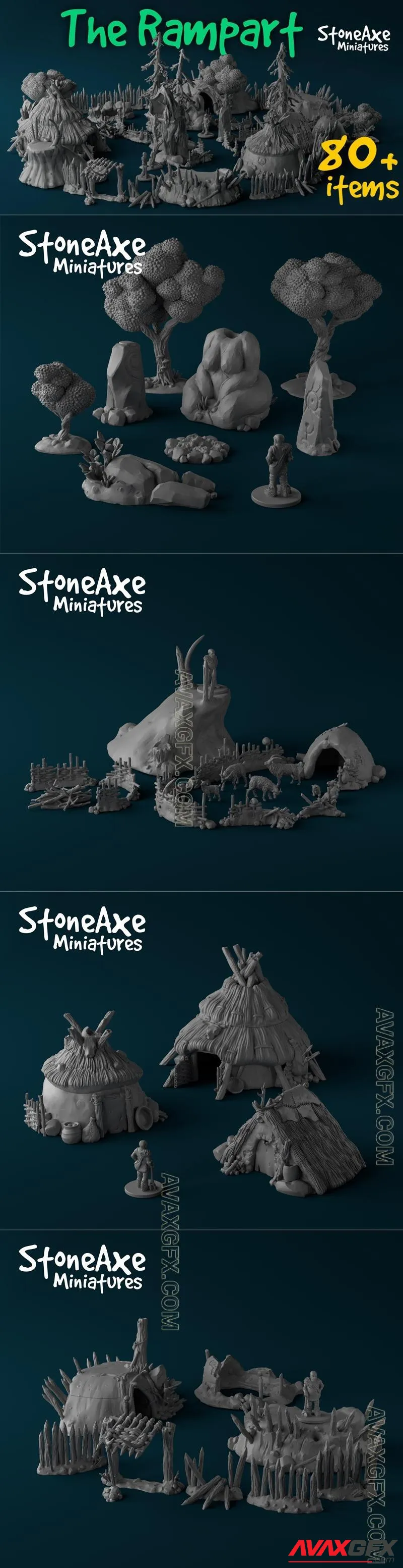 StoneAxe Miniatures - The Rampart - STL 3D Model