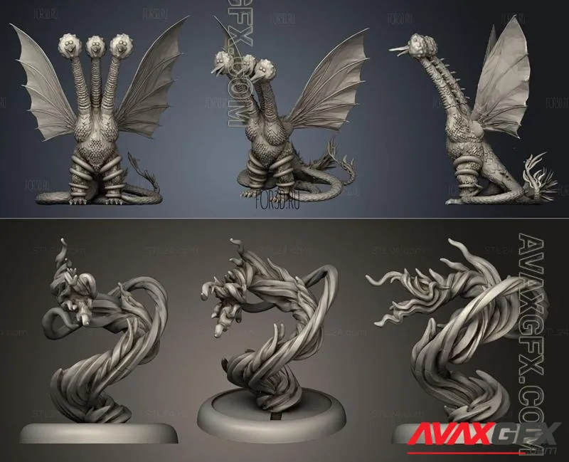 Big Bird King Ghidorah and Air Kami - STL 3D Model