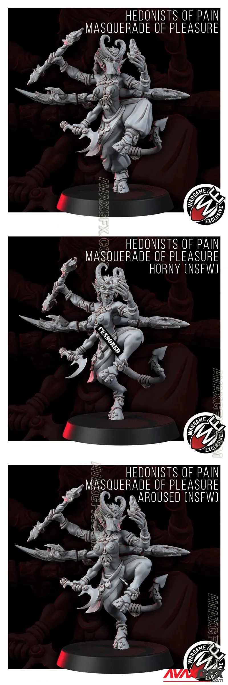 Hedonists Of Pain Masquerade Of Pleasure and Aroused and Horny - STL 3D Model
