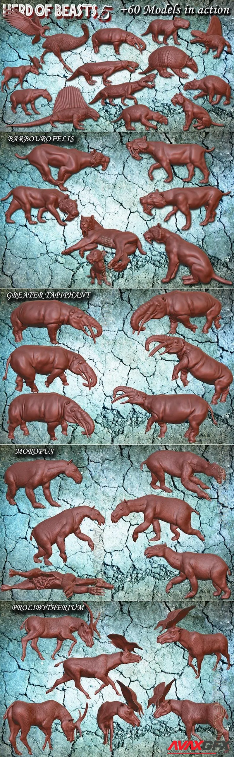 Herd of Beasts 5 - STL 3D Model