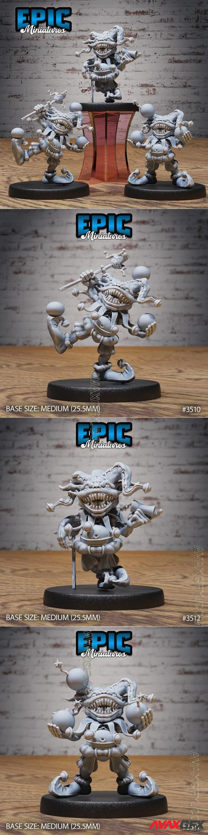 Epic Miniatures - Goblin Clown Set - STL 3D Model