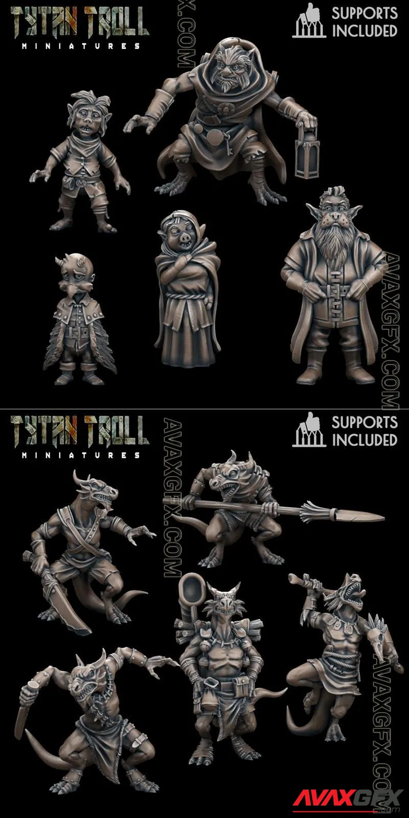 TytanTroll Miniatures - Mongrel Folk Bundle and Kobold Pack - STL 3D Model