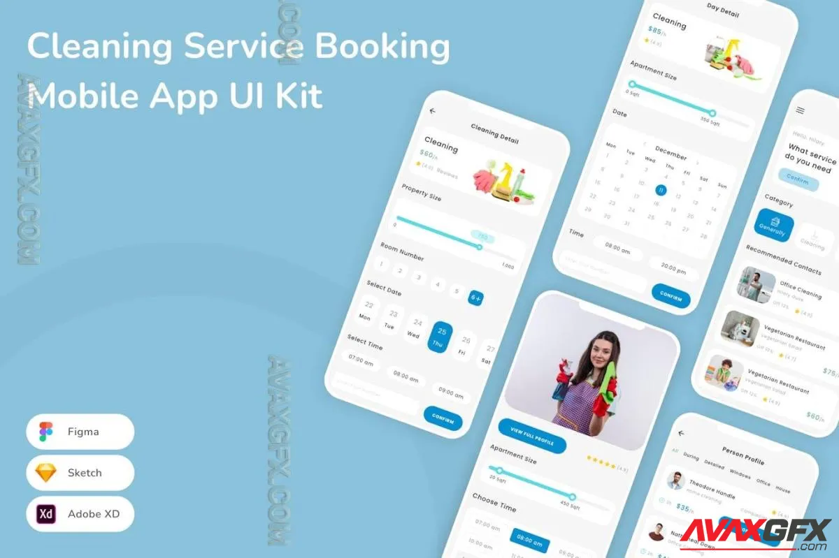Cleaning Service Booking Mobile App UI Kit