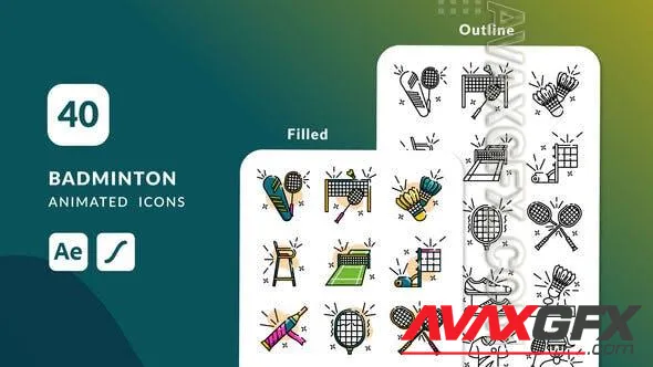 Badminton Animated Icons | After Effects 51135676 Videohive