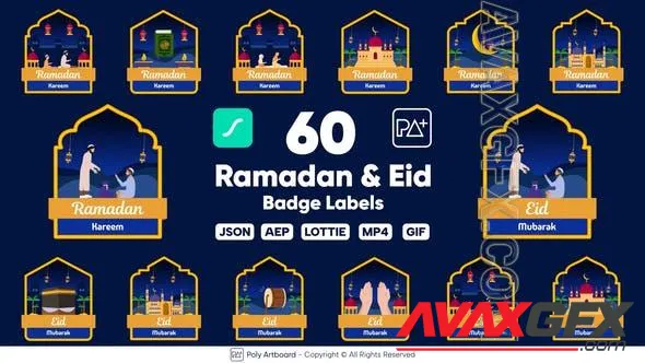 Ramadan & Eid Lottie Badge Labels 51082065 Videohive