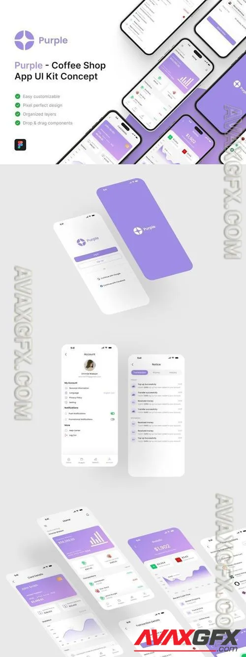 Purple - Baking & Wallet App UI Kit