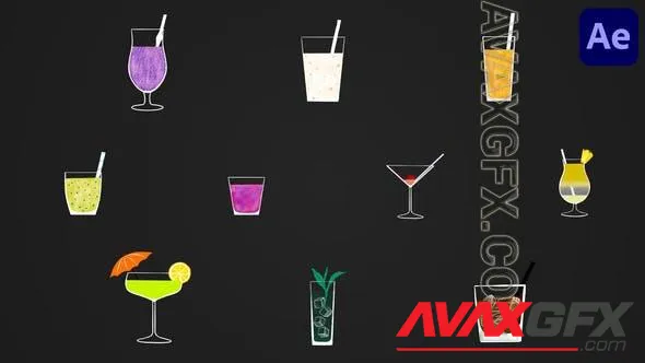 Cocktail Animated Stickers for After Effects