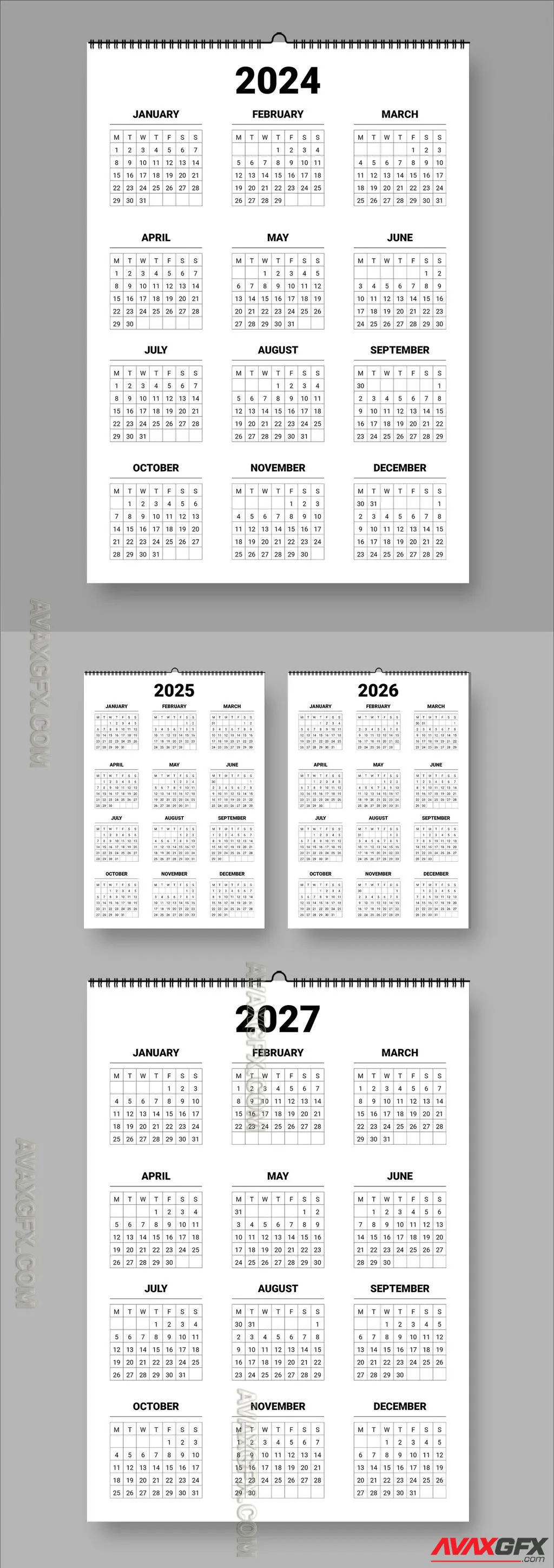 Adobestock - Wall Calendar 2024 to 2027 675810803