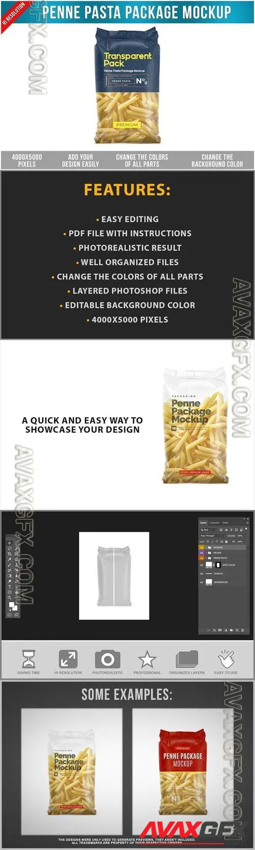 Penne Pasta Package Mockup