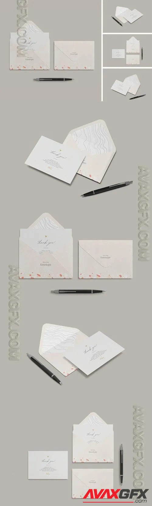 A6 Postcard and Envelope Mockup