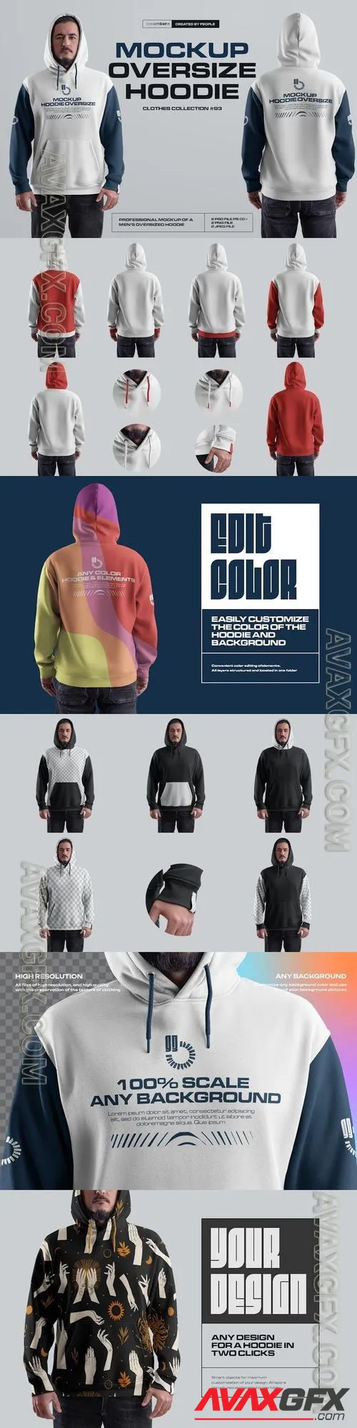 2 Mockups Oversize Hoodie. Front and Back View