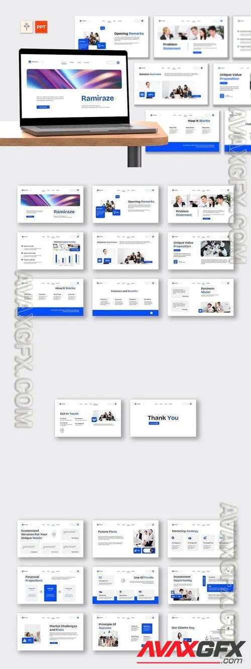 White Blue Modern Digital Agency Pitchdeck 001 PowerPoint, Keynote and Google Slides
