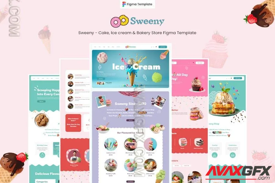 Sweeny - Cake, Icecream Store Figma Template