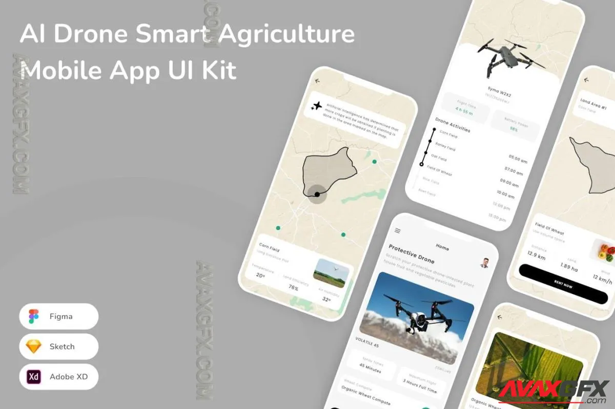 AI Drone Smart Agriculture Mobile App UI Kit