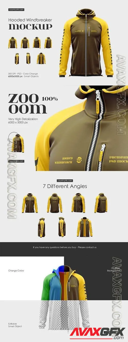 Hooded Windbreaker Mockup Set