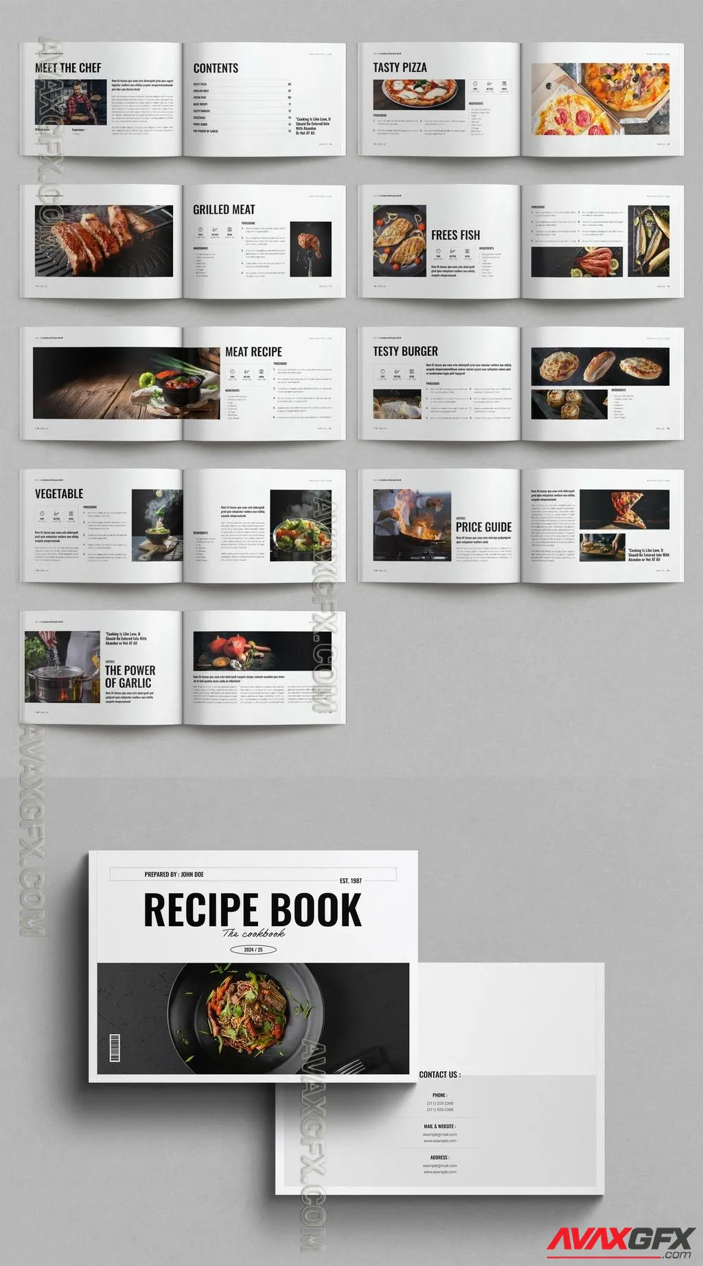 Adobestock - Minimal Cookbook Recipe Book Template Landscape 755490279