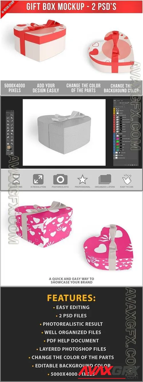 Heart Shaped Gift Box with Mockup