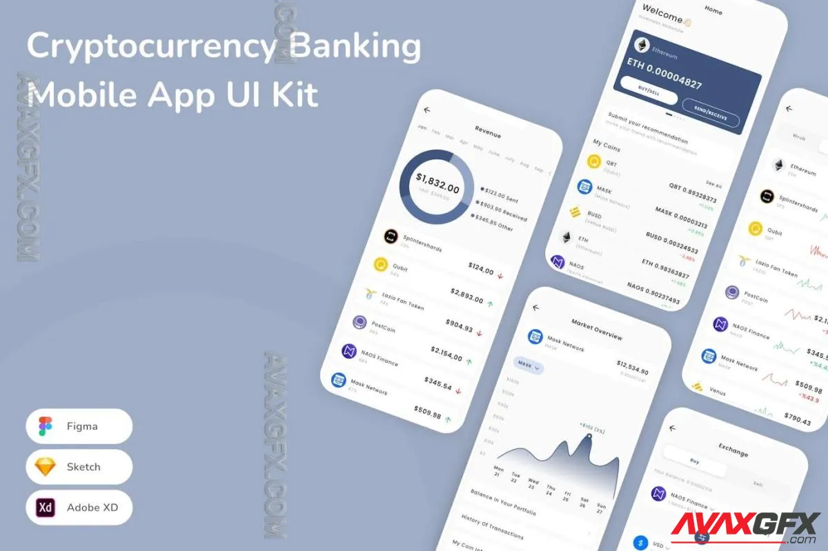 Cryptocurrency Banking Mobile App UI Kit
