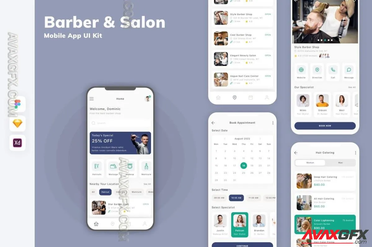 Barber & Salon Mobile App UI Kit