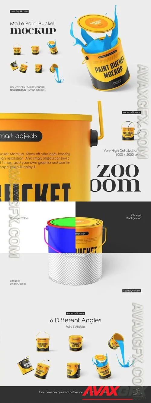 Matte Paint Bucket Mockup Set