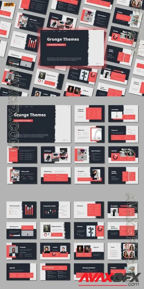 Dark Red Presentation Template - Grunge themes
