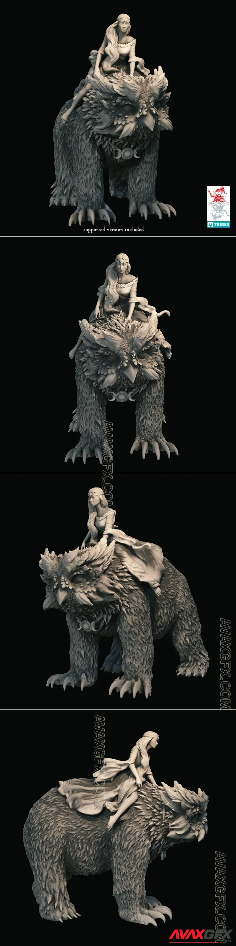 The Green Maiden and the Owlbear - STL 3D Model