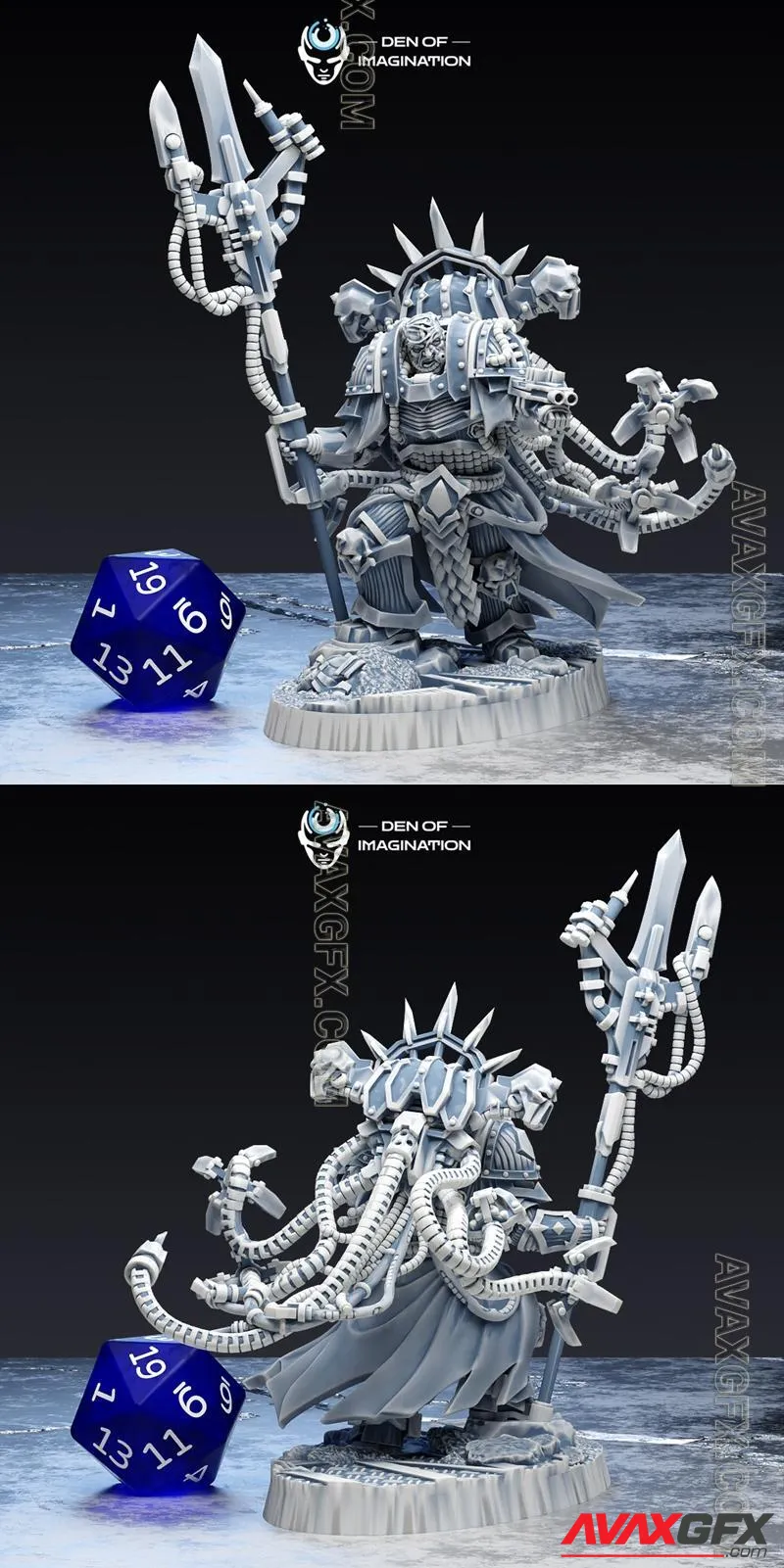 Chaos Lord Mechanic Solo With Base - Void Blessed - STL 3D Model