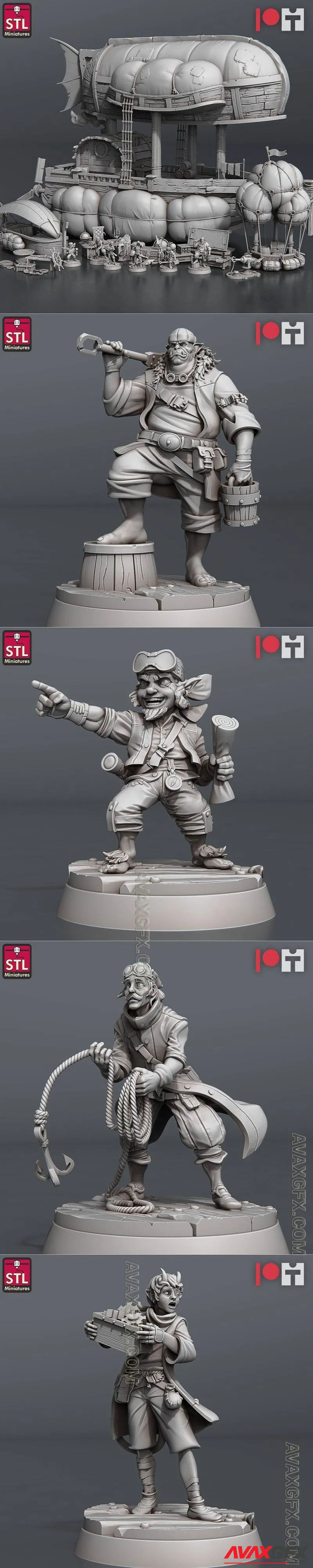 STL Miniatures - Airship Crew Set and Giant Flies Set and Reaver Knights Set February 2024 - STL 3D Model
