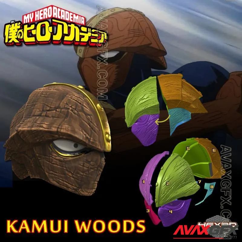 Kamui Woods Helmet - My Hero Academia - HEX3D - STL 3D Model