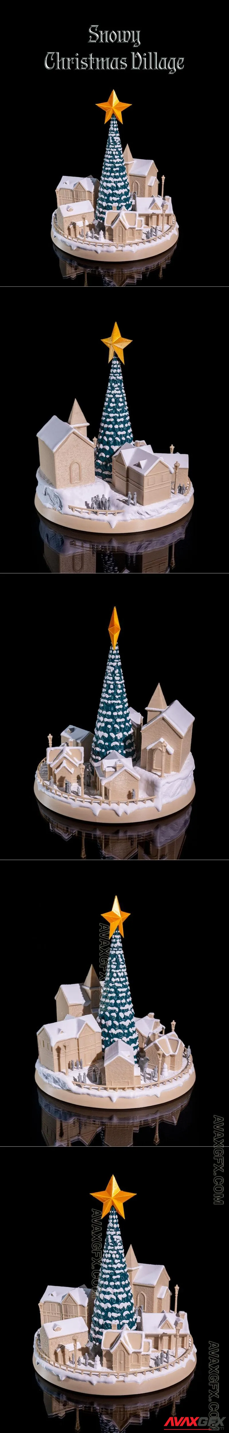 Snowy Christmas Village - STL 3D Model