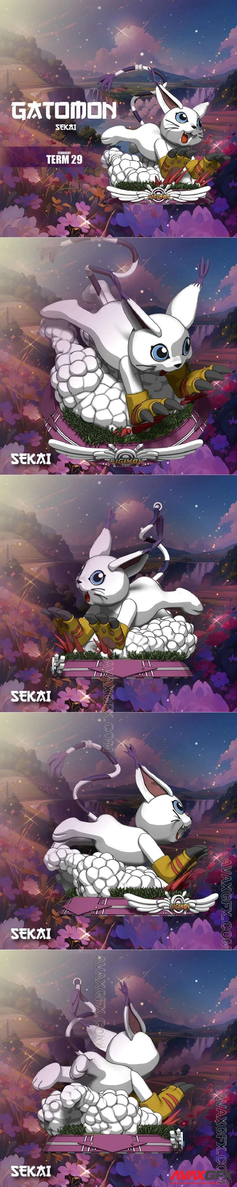 Sekai - Gatomon Statue - STL 3D Model