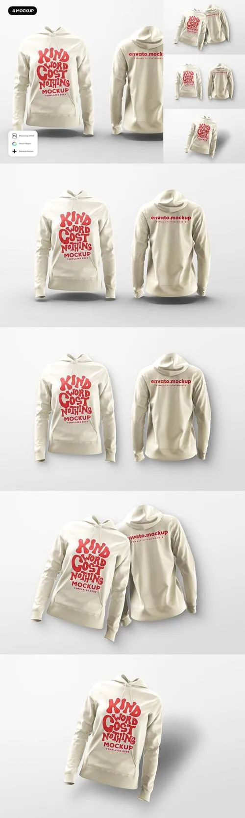 Fitted Female Hoodie Mockup