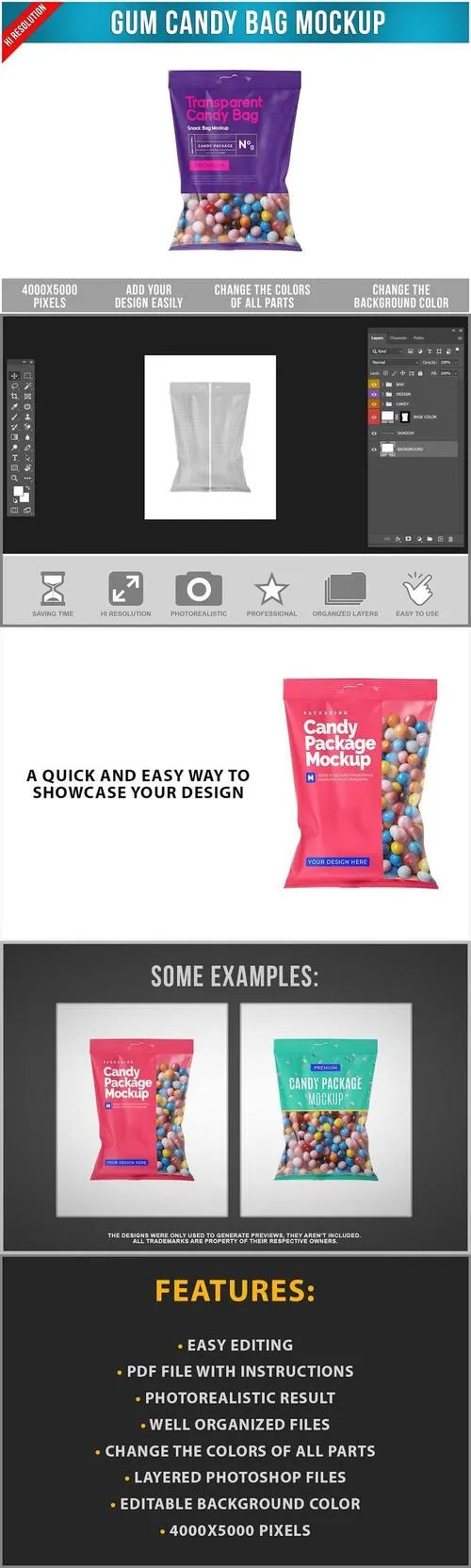 Gum Candy Bag Mockup