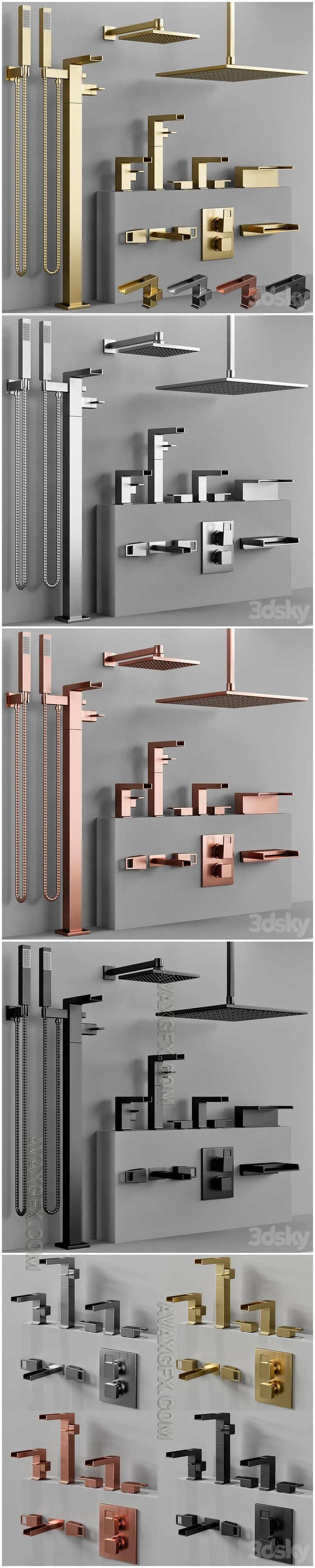 The watermark collection EDGE bathroom faucet set - 3D Model MAX