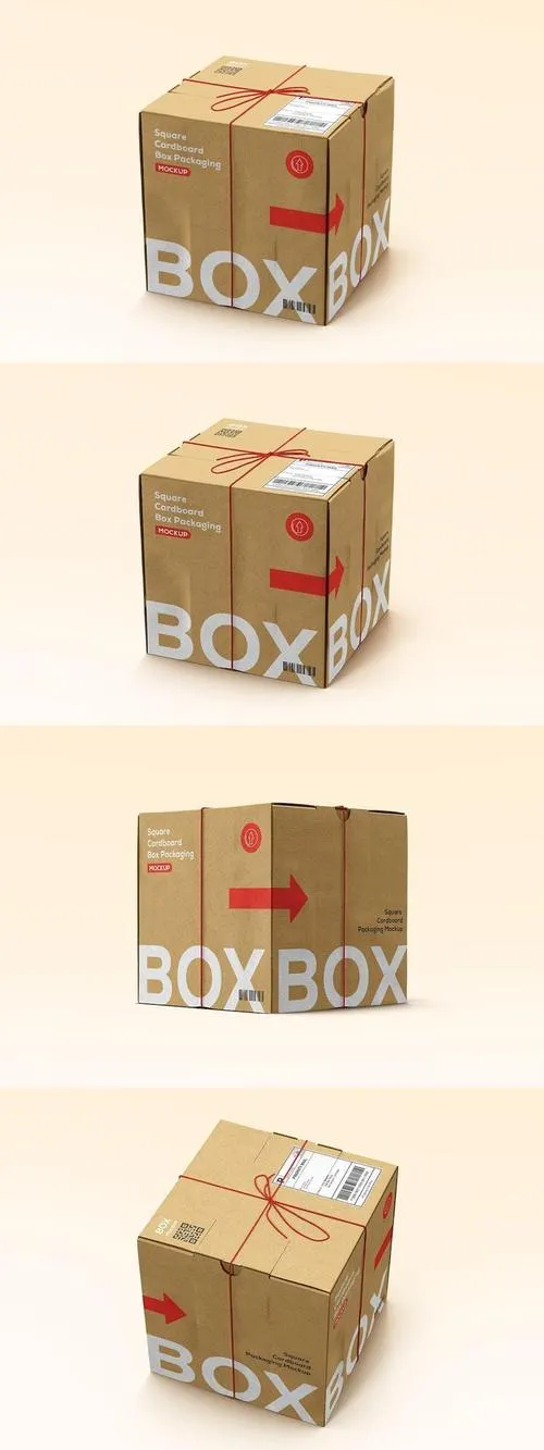 Square Cardboard Box Mockup