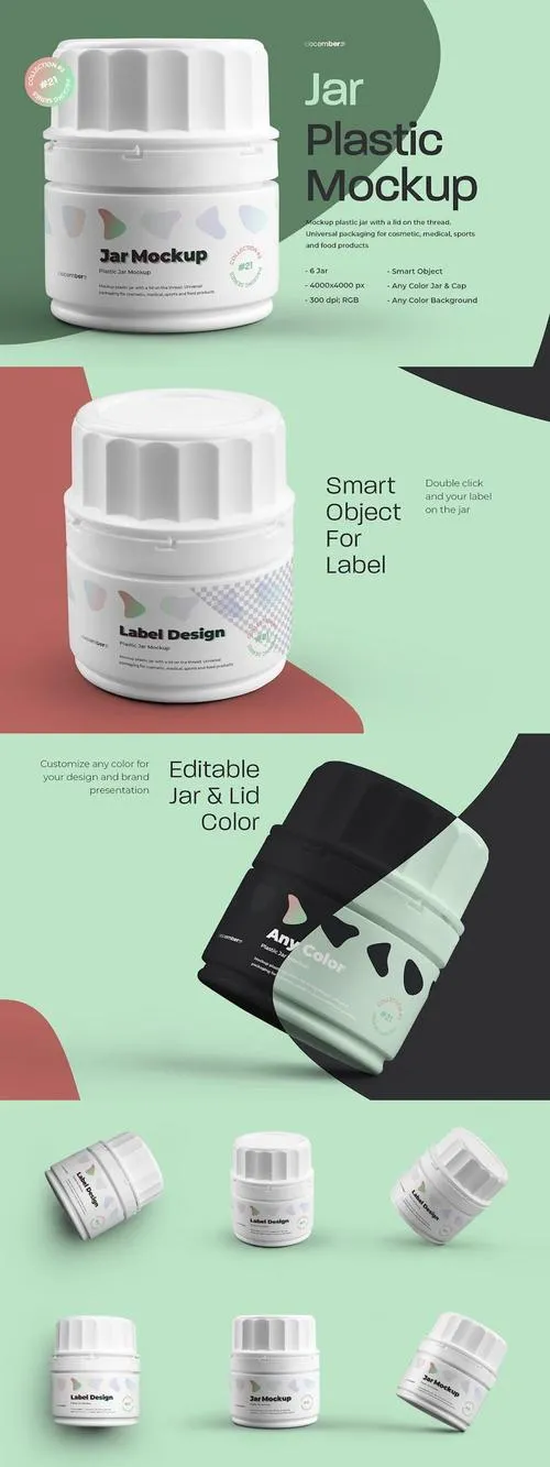 6 Mockups Plastic Small Jar