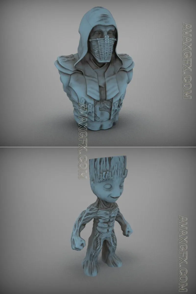 Noob Saibot and Baby Groot - STL 3D Model