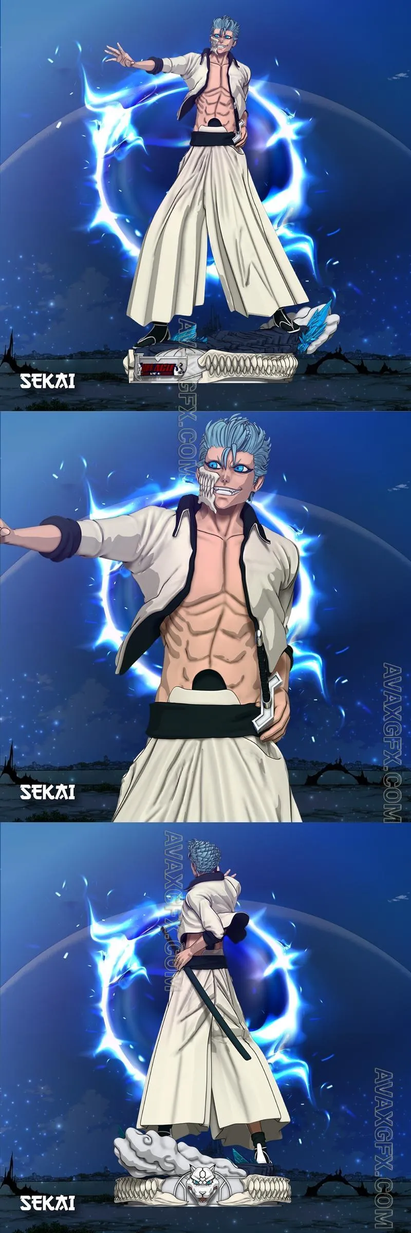 Sekai - Grimmjow Statue and Bust - STL 3D Model