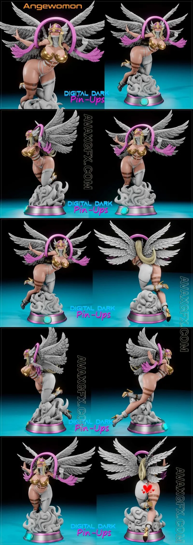 Digital Dark Pin-Ups - Angewomon - STL 3D Model